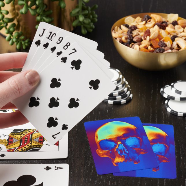 Skull i skum för blått och Guld Casinokort (På plats)