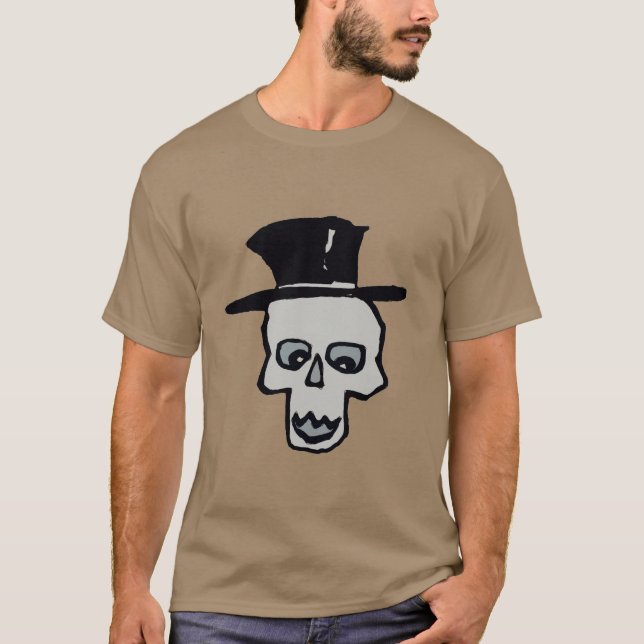 Skull i Top hat T Shirt (Framsida)