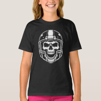 Skull in Helmet Gridiron Edge T Shirt
