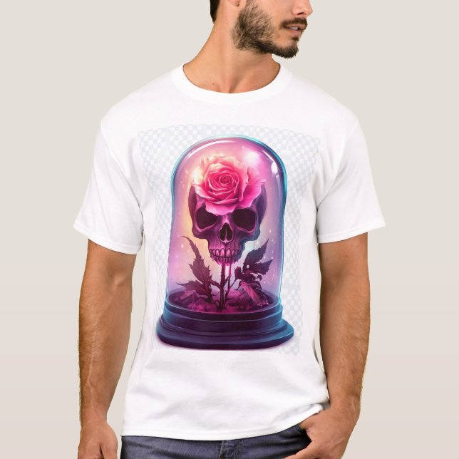 Skull in Rose Glass T Shirt (Framsida)