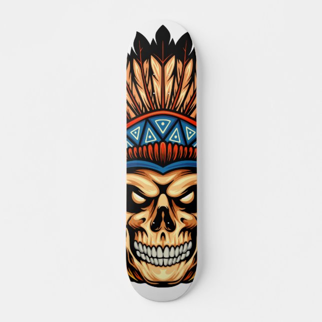 Skull indisk mini skateboard bräda 18,5 cm (Framsida)