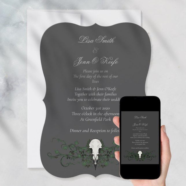 Skull & ivy Moody Gothic Wedding-inbjudan Inbjudningar (Skapare uppladdad)