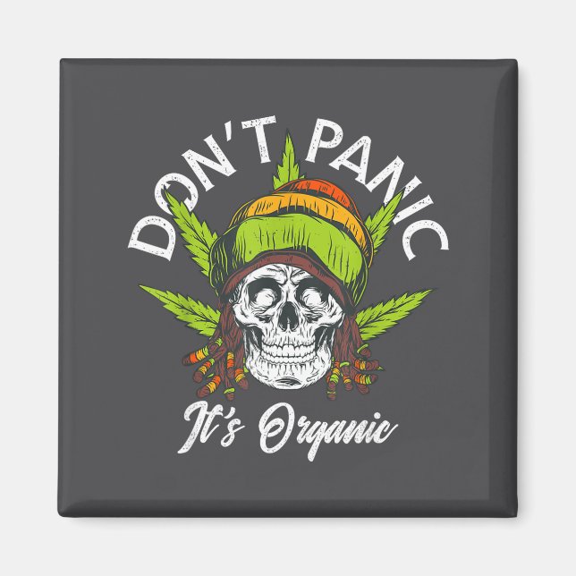 Skull Jamaica Rasta Funny Don´t Panic It´s Organic Magnet (Framsidan)
