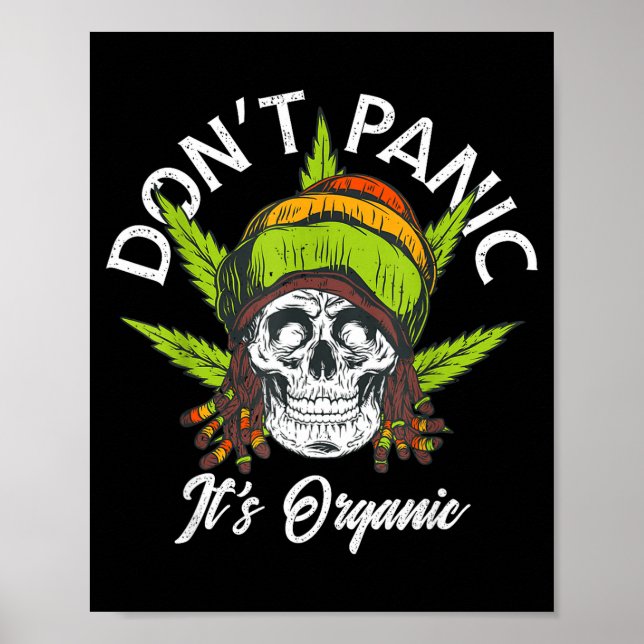 Skull Jamaica Rasta Funny Don´t Panic It´s Organic Poster (Framsidan)