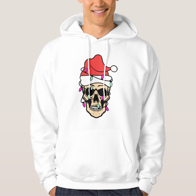 Skull Jul Ljus Hoodie (Framsida)