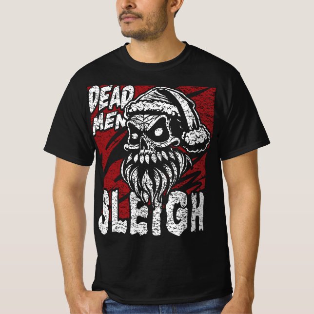 Skull Jultomten Dead Manar Sleigh T Shirt (Framsida)
