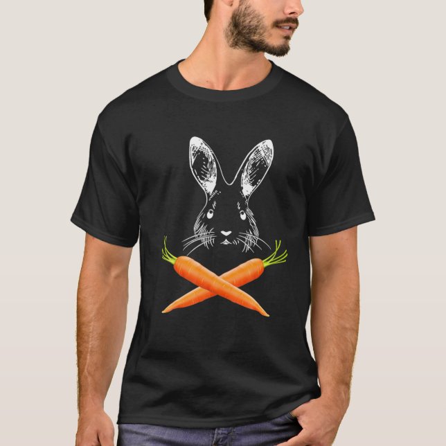 Skull Kanin Crossbone Carrots Påsk Day T Shirt (Framsida)
