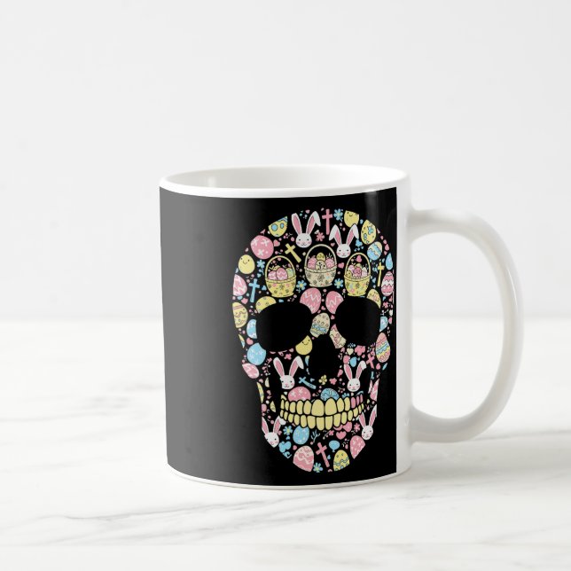 Skull Kanin Påskägg Påskdagen Kvinnor Män Barn Kaffemugg (Höger)
