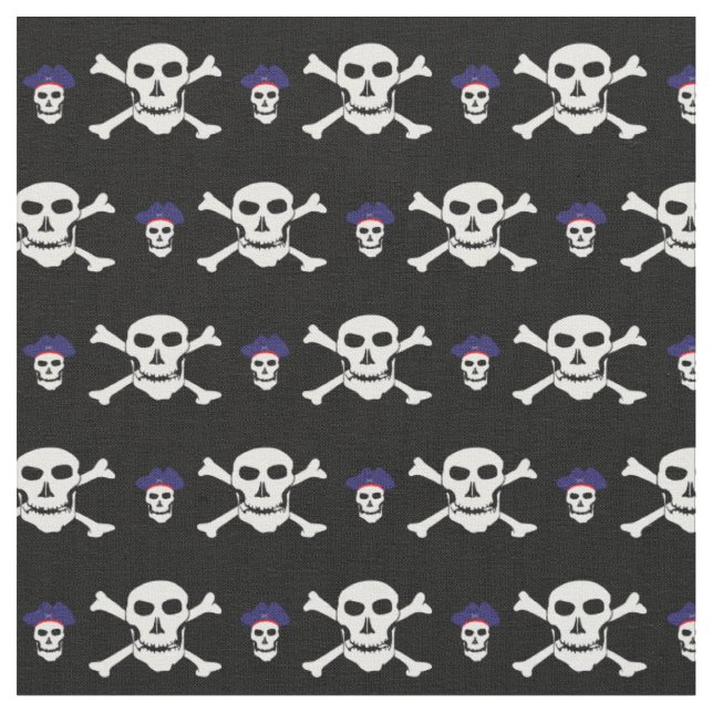 Skull & kapten mode Fabric - Pirater/Halloween Tyg (Närbild)