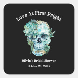 Skull Kärlek vid First Fright Halloween Möhippa Fyrkantigt Klistermärke