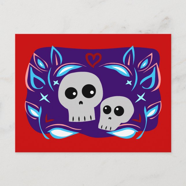 Skull Kärlek Vykort (Framsida)