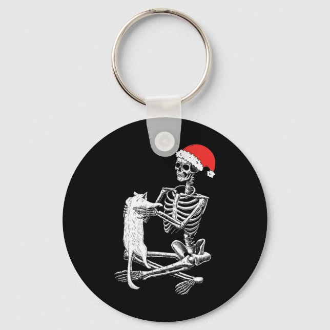 Skull Katt jul Nyckelring (Framsida)