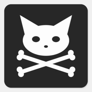 Skull Kattunge Fyrkantigt Klistermärke