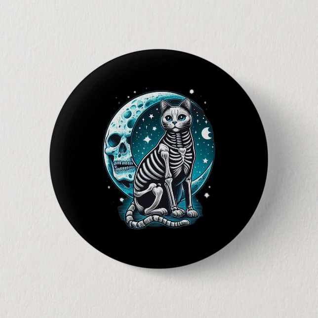 Skull - Kattunge Skeleton Halloween Costume Idea Knapp (Framsida)