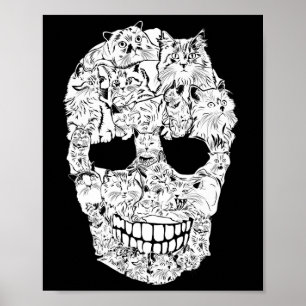 Skull Kattunge Skeleton Halloween Costume Scary Ca Poster