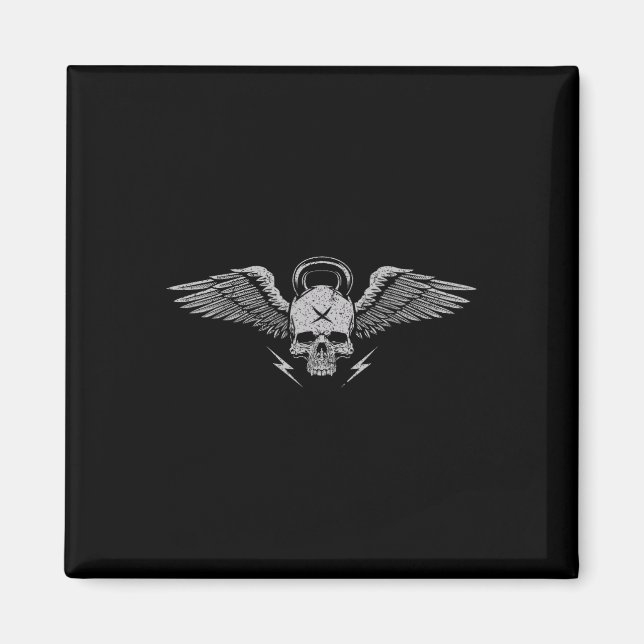 Skull Kettlebell Workout Strength Training Gym Magnet (Framsidan)