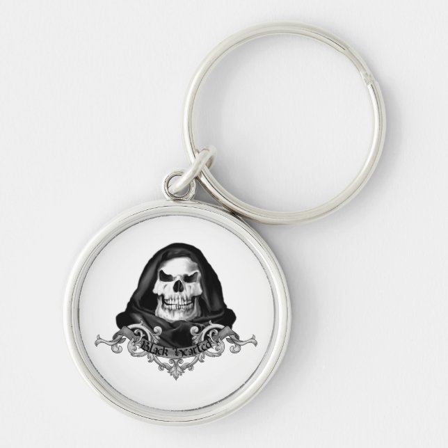 SKULL KEYCHAIN RUND SILVERFÄRGAD NYCKELRING (Framsidan)