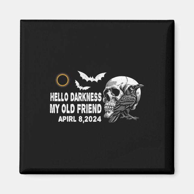 Skull Kråka Hej Mörker min gamle vän Solar Ecli Magnet (Framsidan)
