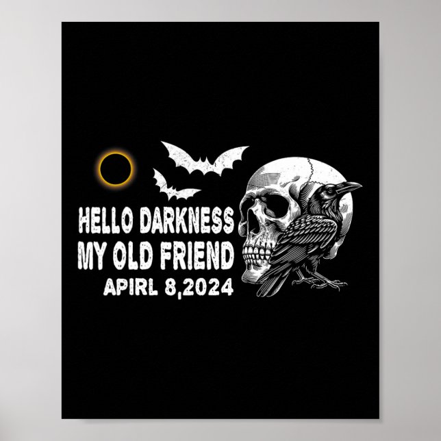 Skull Kråka Hej Mörker min gamle vän Solar Ecli Poster (Framsidan)