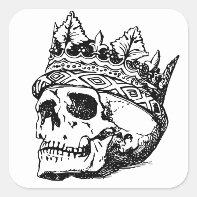 Skull Kung Sticker Fyrkantigt Klistermärke (Framsida)