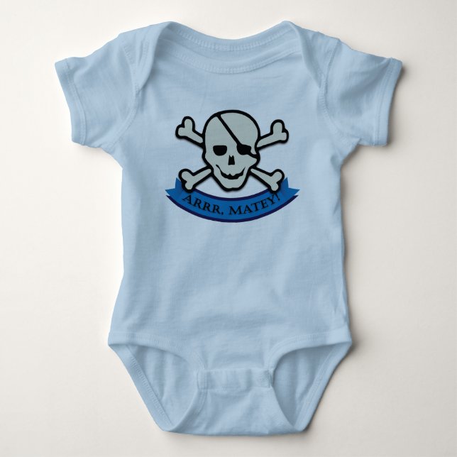 Skull - Light Blue Baby Jersey Bodykostym Tee (Framsida)