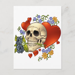 Skull Love - Döskallar, rosor och hjärtan av Al Ri Vykort
