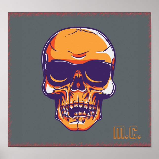Skull M.C. Biker Eerie Orange Poster (Framsidan)