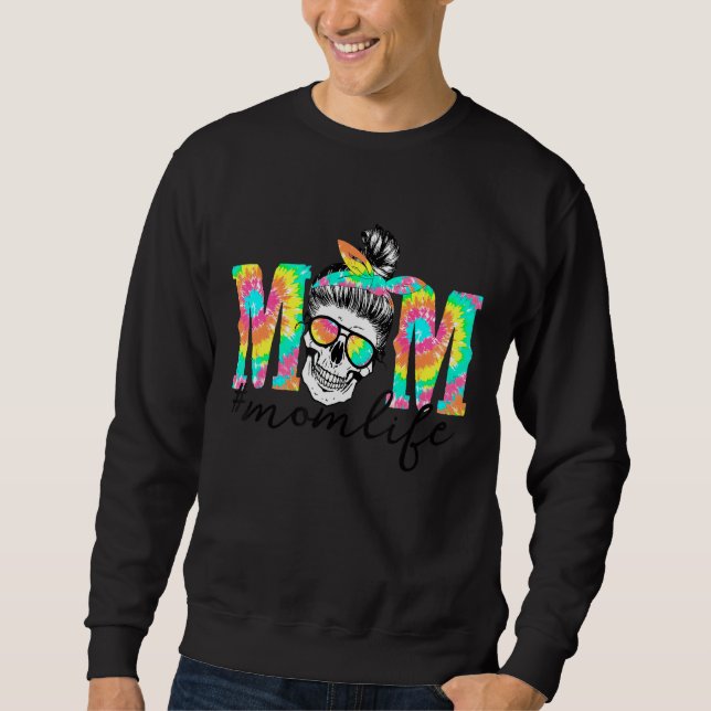 Skull Mamma Life Mamma Bad Mammor Klubb Lång Ärmad Tröja (Framsida)