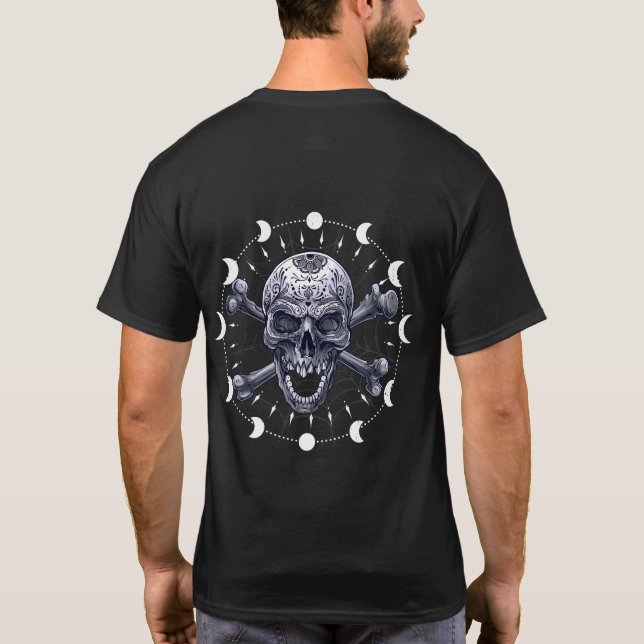 Skull Måne Phases Pastel Goth Gothic Occult Wicca T Shirt (Baksida)