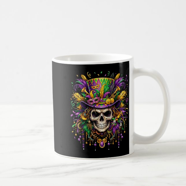 Skull Mardi Gras Men Women Kids Carnival New Orlea Kaffemugg (Höger)