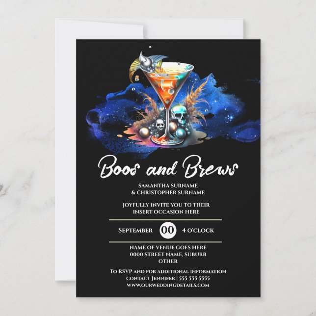 Skull martini förändrad halloween gothic party inbjudningar (Framsida)