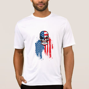 Skull med amerikansk Flagga T Shirt