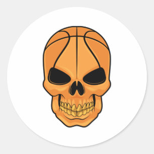 Skull med basketbollhuvud runt klistermärke