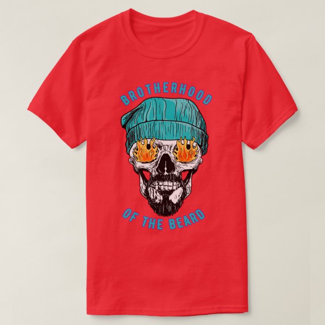 Skull med Beard Beared Skull Beanie T Shirt (Design framsida)