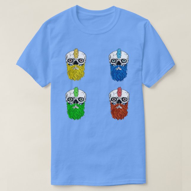 Skull med Beard Rainbow Sticker Pack T Shirt (Design framsida)