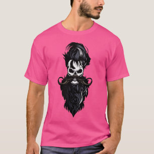 Skull med Beard Sticker T Shirt