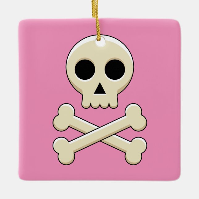 Skull med ben julgransprydnad keramik (Framsida)