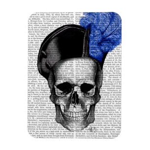Skull med blå hatt magnet