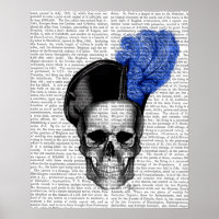 Skull med blå hatt