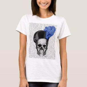Skull med blå hatt t-shirt