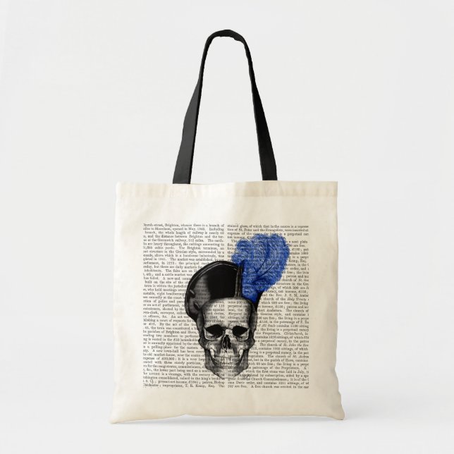 Skull med blå hatt tygkasse (Framsidan)