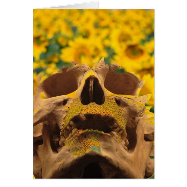 Skull med blommor hälsningskort (Framsidan)