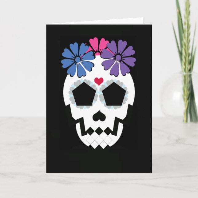 Skull med blommor kort (Framsida)