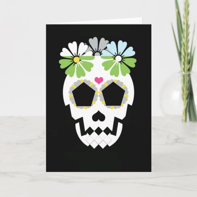 Skull med blommor kort (Framsida)