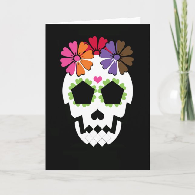 Skull med blommor kort (Framsida)