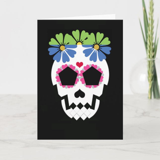 Skull med blommor kort (Framsida)