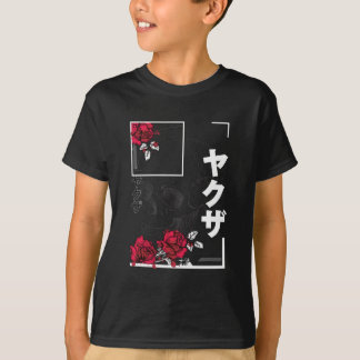 Skull med blommor - Urban japansk Stil design T Shirt