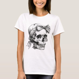Skull med Bow Halloween T-Shirt-skena det riktiga T Shirt