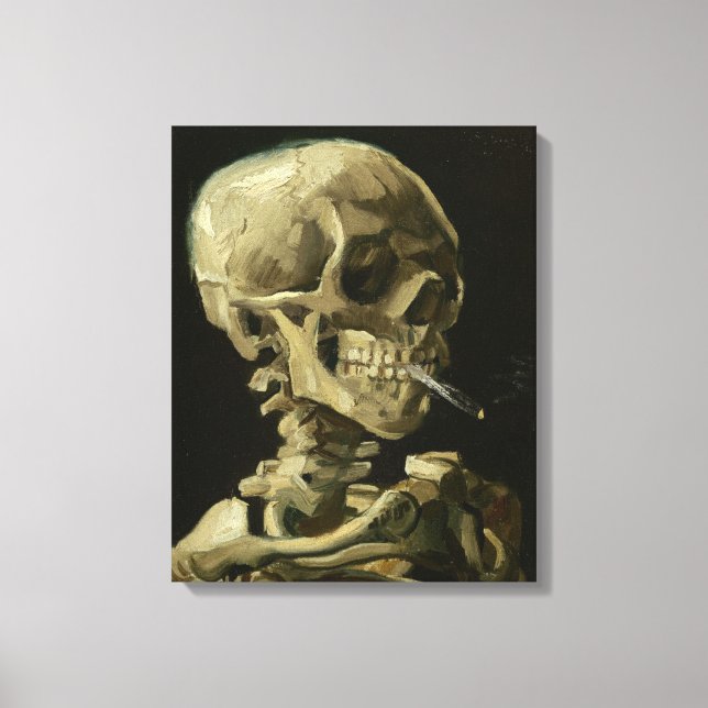 Skull med brännande cigarett av Van Gogh Canvastryck (Framsida)