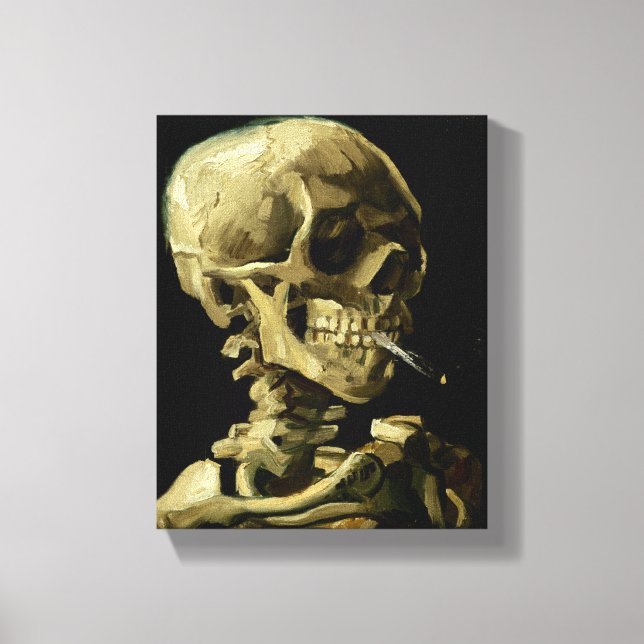 Skull med brännande cigarett av Van Gogh Canvastryck (Framsida)